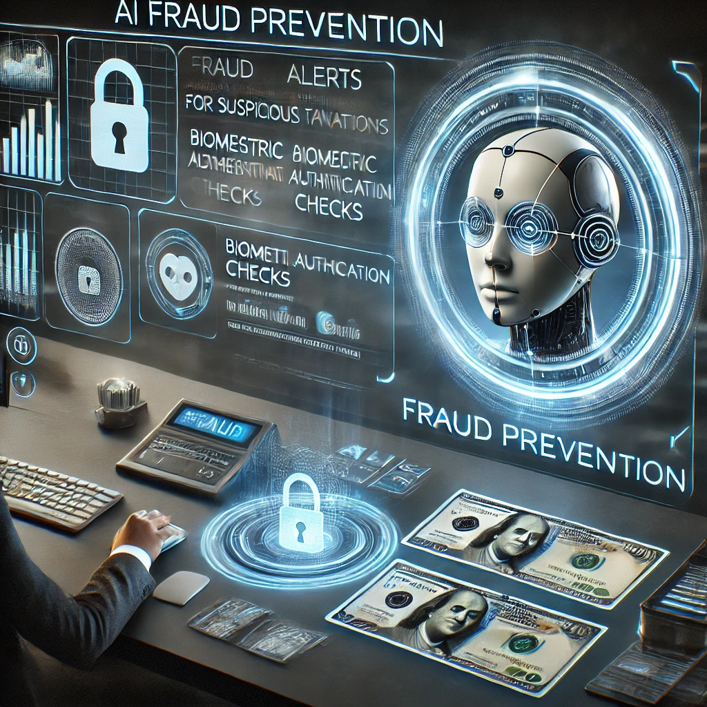 AI security uses: AI reviewing financial transactions for fraud detection