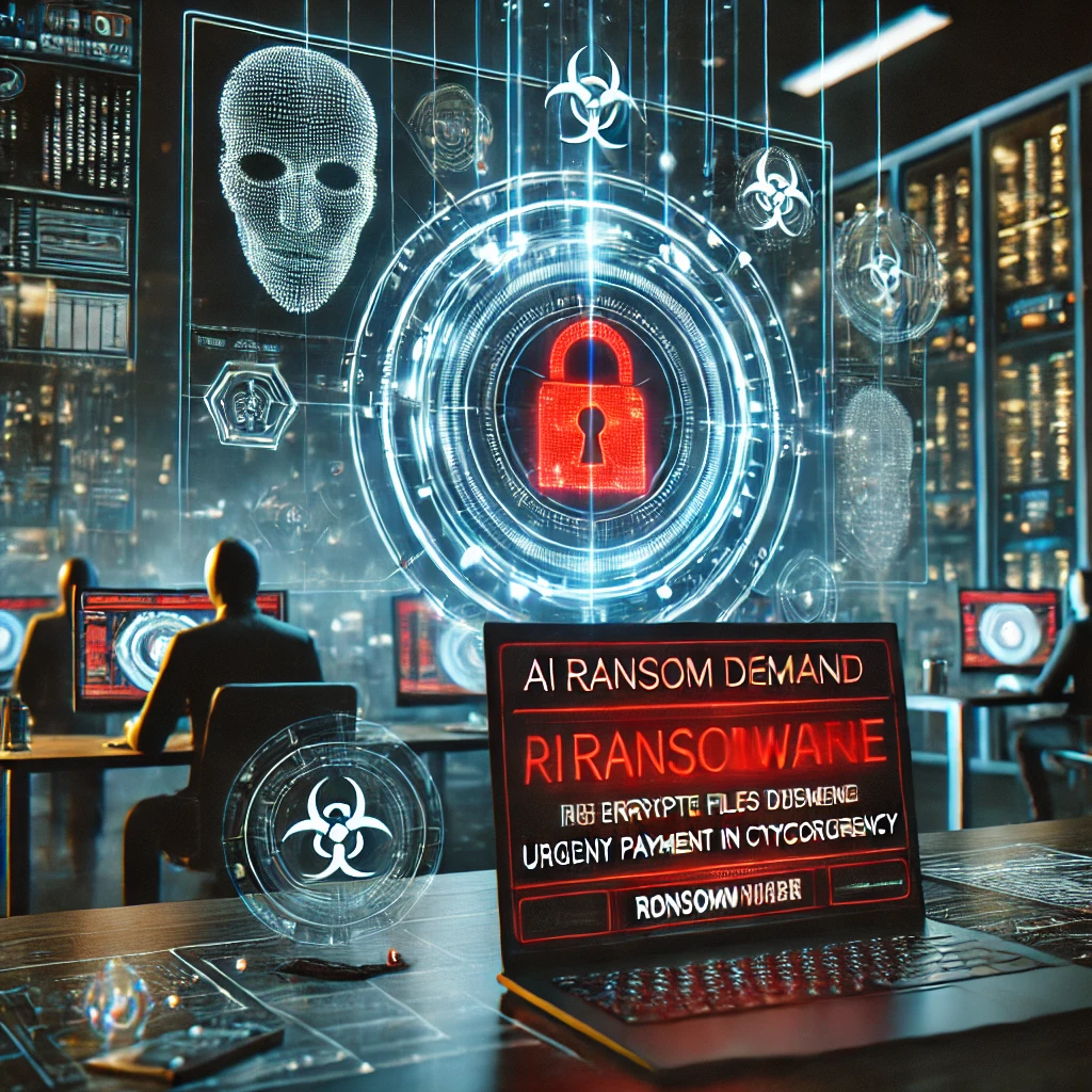 AI-assisted hacking: AI-generated ransomware encrypting files.