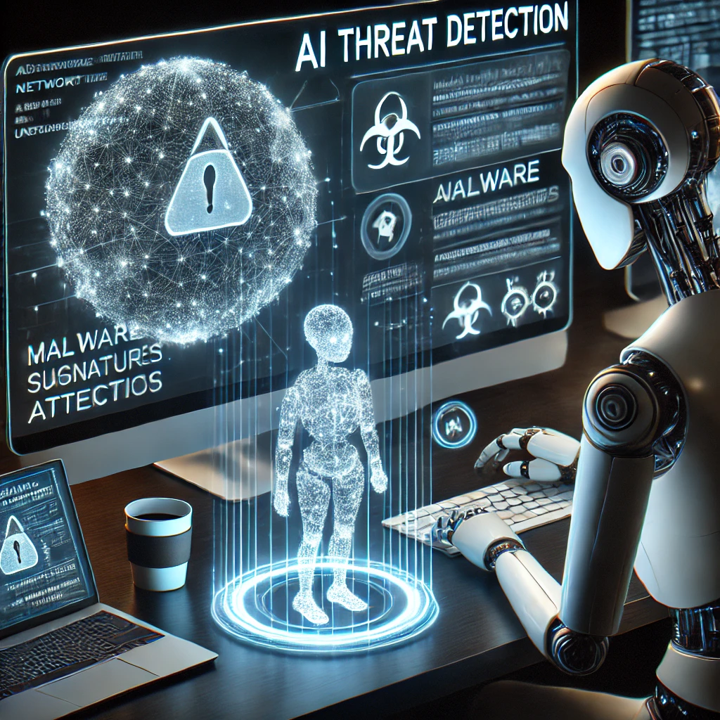 AI Security Uses: AI monitoring network traffic for suspicious activity.