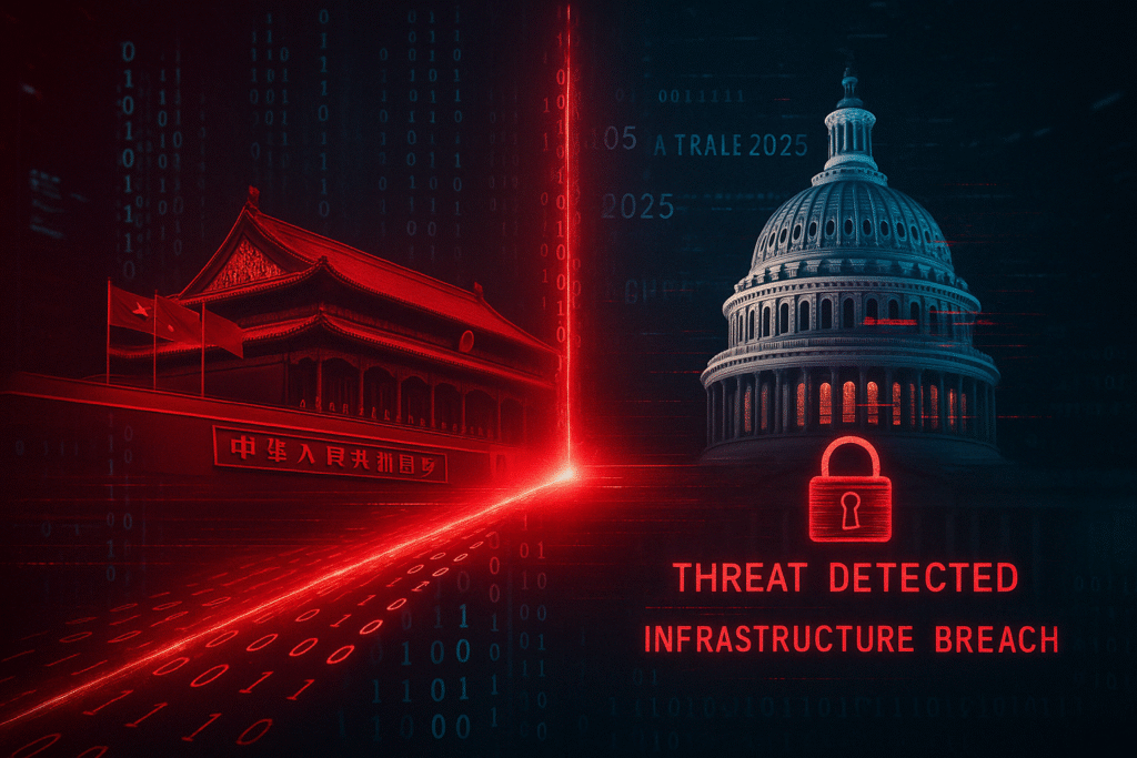 Hero image showing China cyber espionage campaign targeting U.S. digital infrastructure during the 2025 trade war