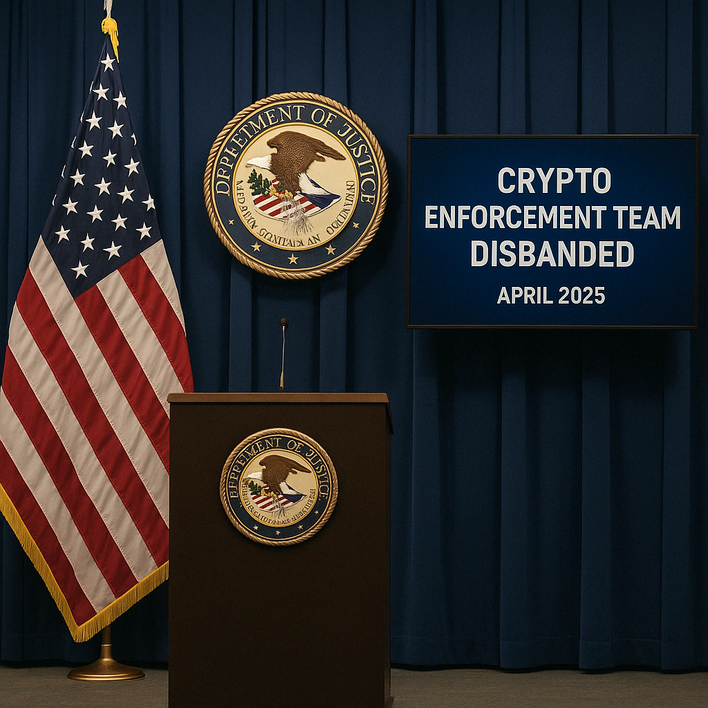 DOJ crypto enforcement team disbanded in 2025 following executive order
