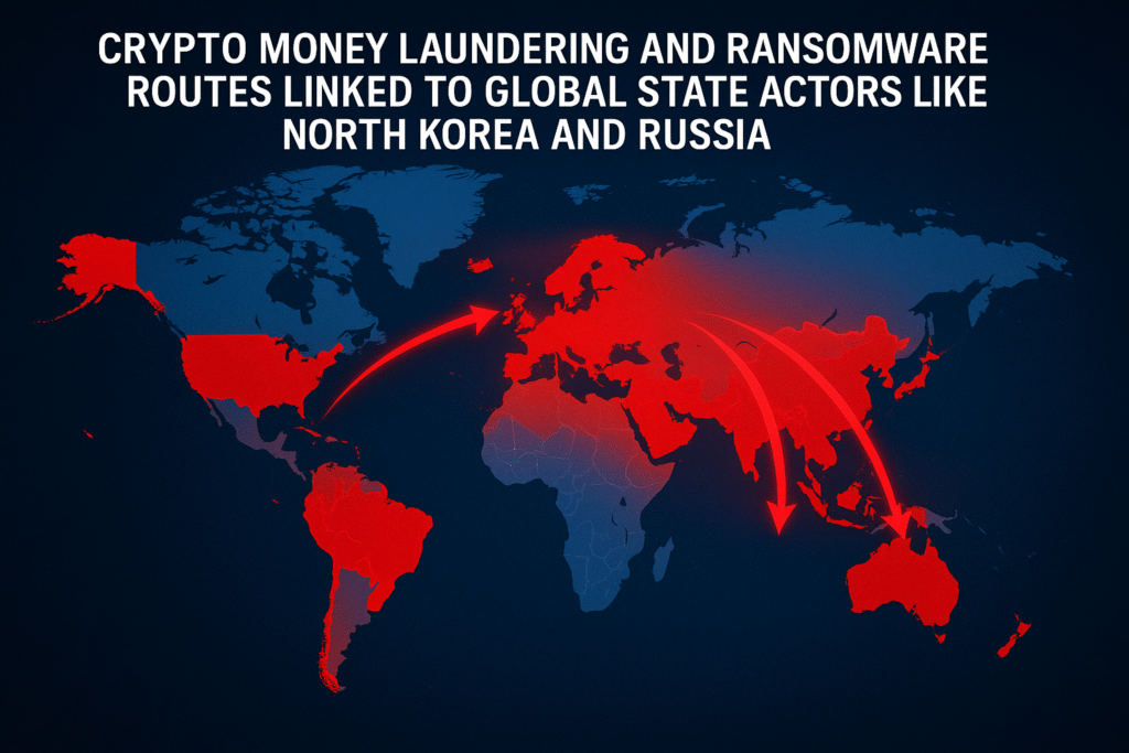 Crypto money laundering and ransomware routes linked to global state actors like North Korea and Russia