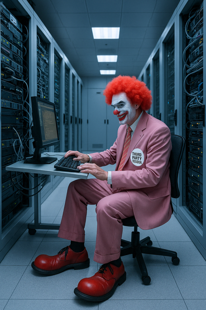 Third-party vendor as weak link in secure supply chain cybersecurity network