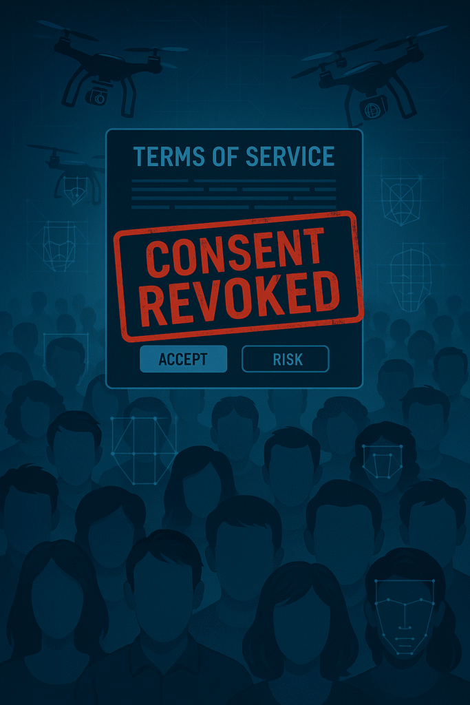 Illustration showing surveillance expansion and the collapse of consumer consent protections after the CFPB rule rollback