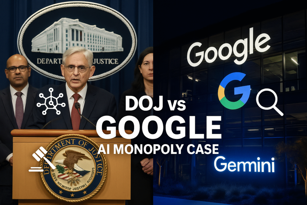 DOJ vs Google AI monopoly case with Gemini search engine and antitrust law