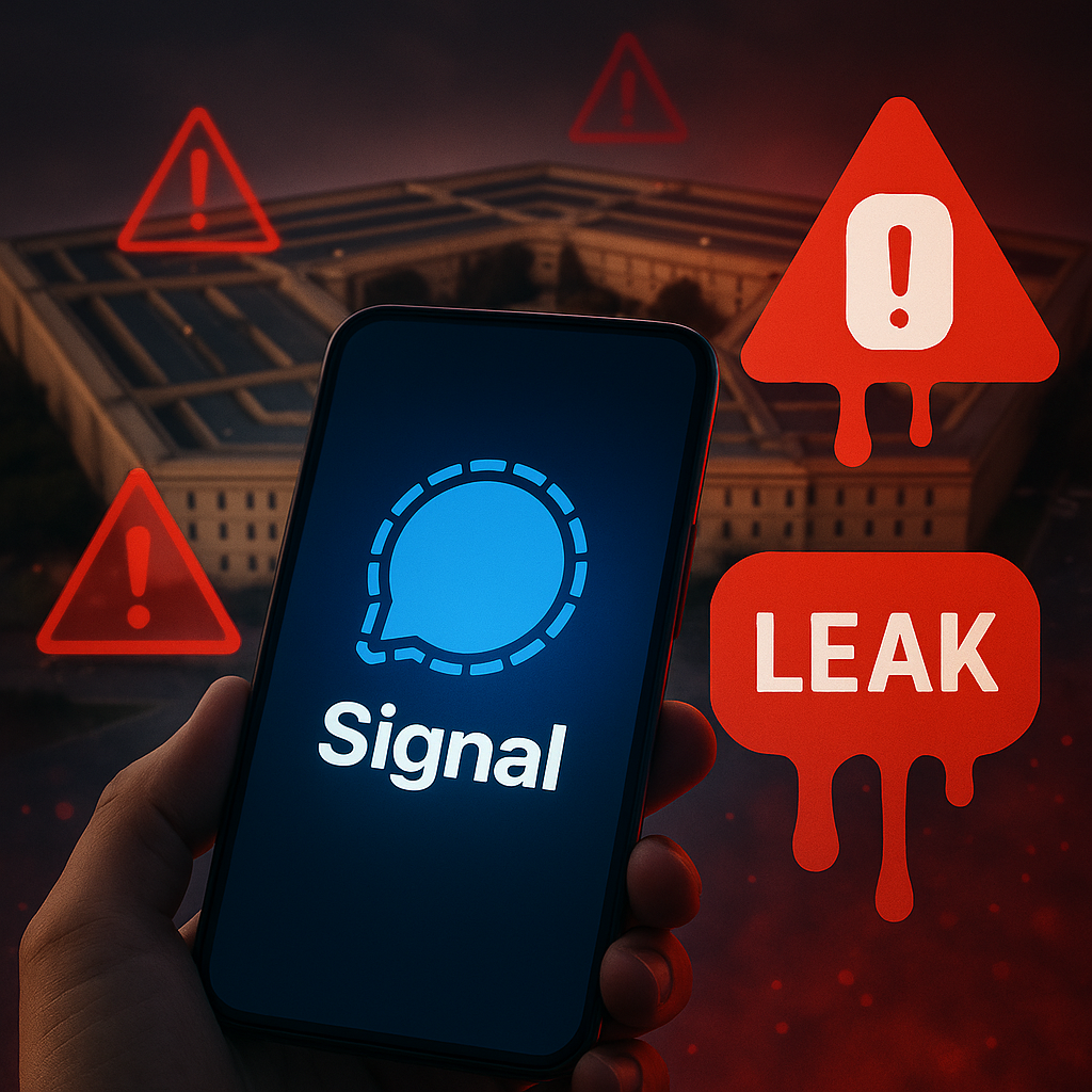 Hero image showing the Signal app over Pentagon backdrop, symbolizing the Signalgate scandal's impact on secure messaging apps.