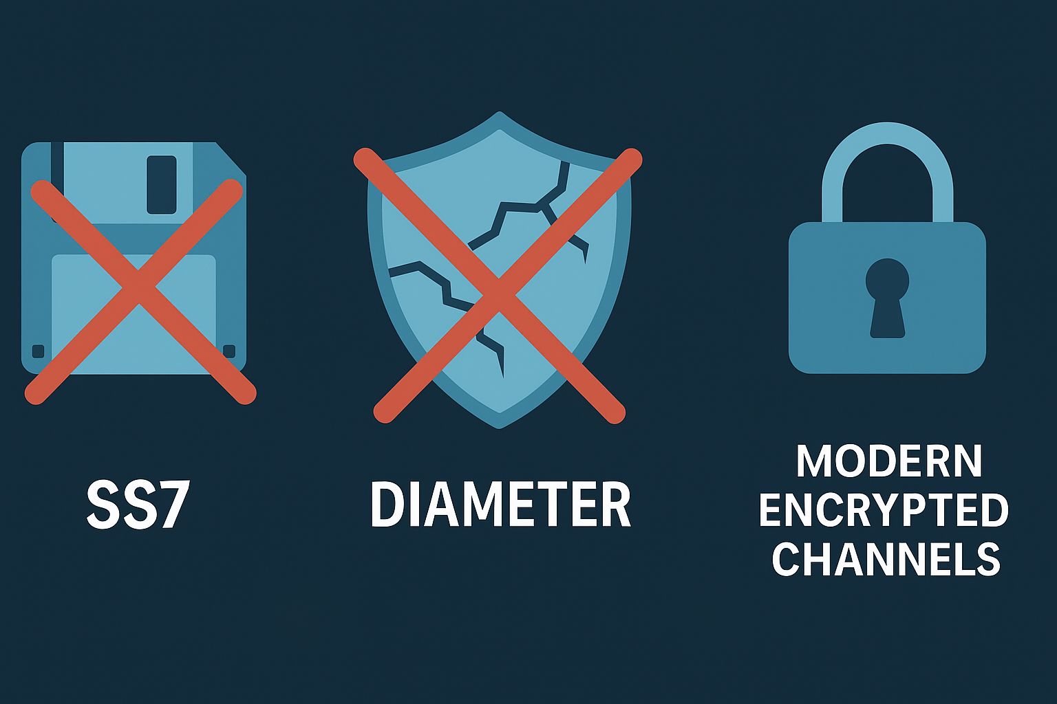 Comparison of outdated mobile signaling protocols SS7 and Diameter with modern encrypted systems
