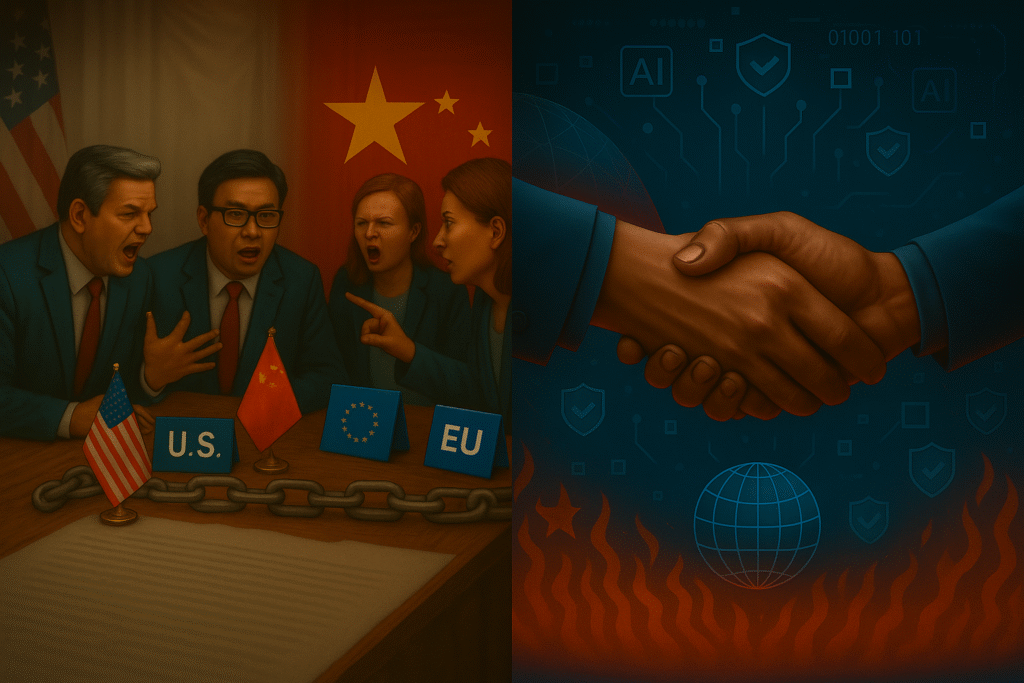 Global risk of cyber treaty failure in the escalating AI cybersecurity arms race