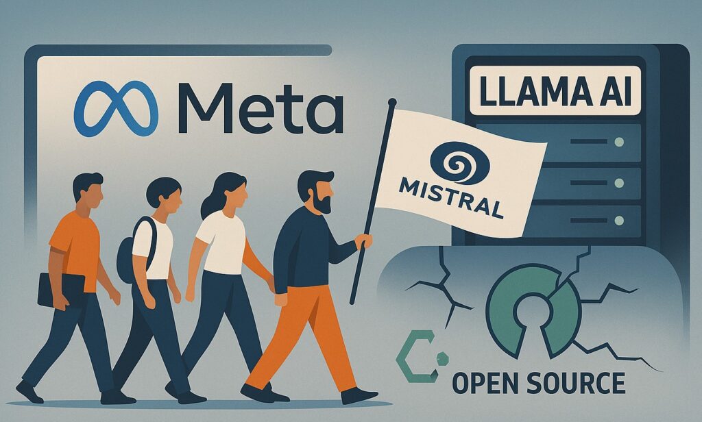 Developer backlash over Meta AI bias and restrictive licensing, showing symbolic departure from open-source community