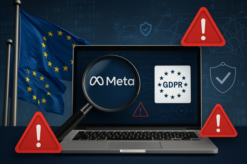 European GDPR investigation visual showing regulatory backlash against Meta’s AI data practices in the Meta AI controversy