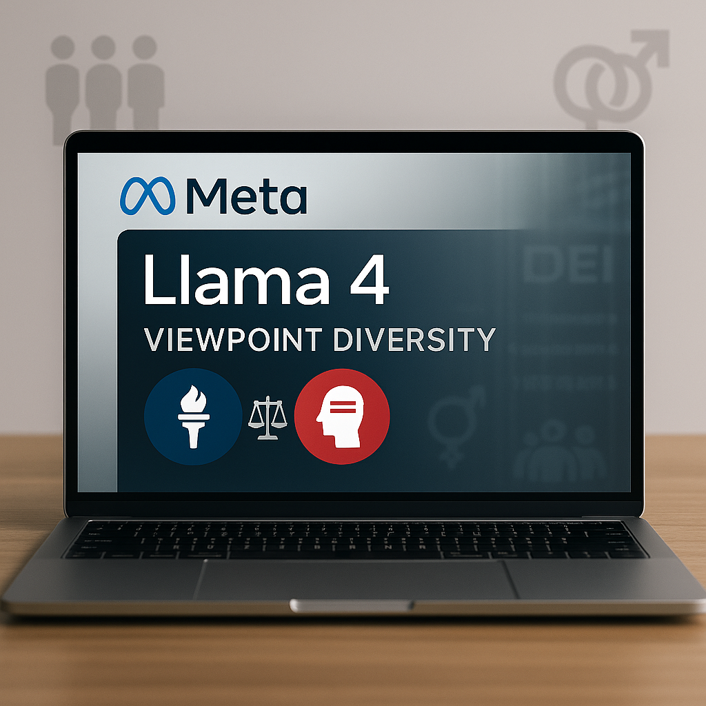Meta Llama 4 launch visual representing the company’s shift toward viewpoint diversity and reduced DEI filters in AI models