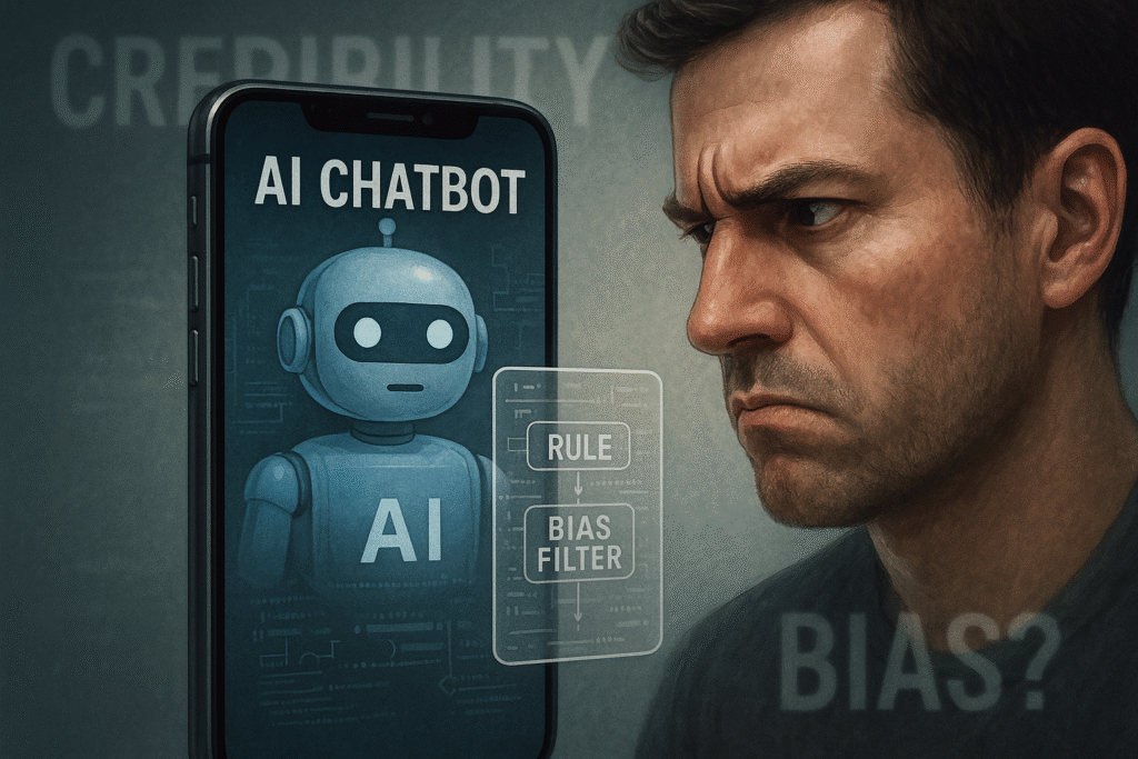 Visual representation of user skepticism and trust erosion in the Meta AI controversy due to bias and transparency concerns