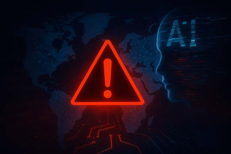 AI hacking recovery hero image showing global cyber attack warning and AI-powered threats