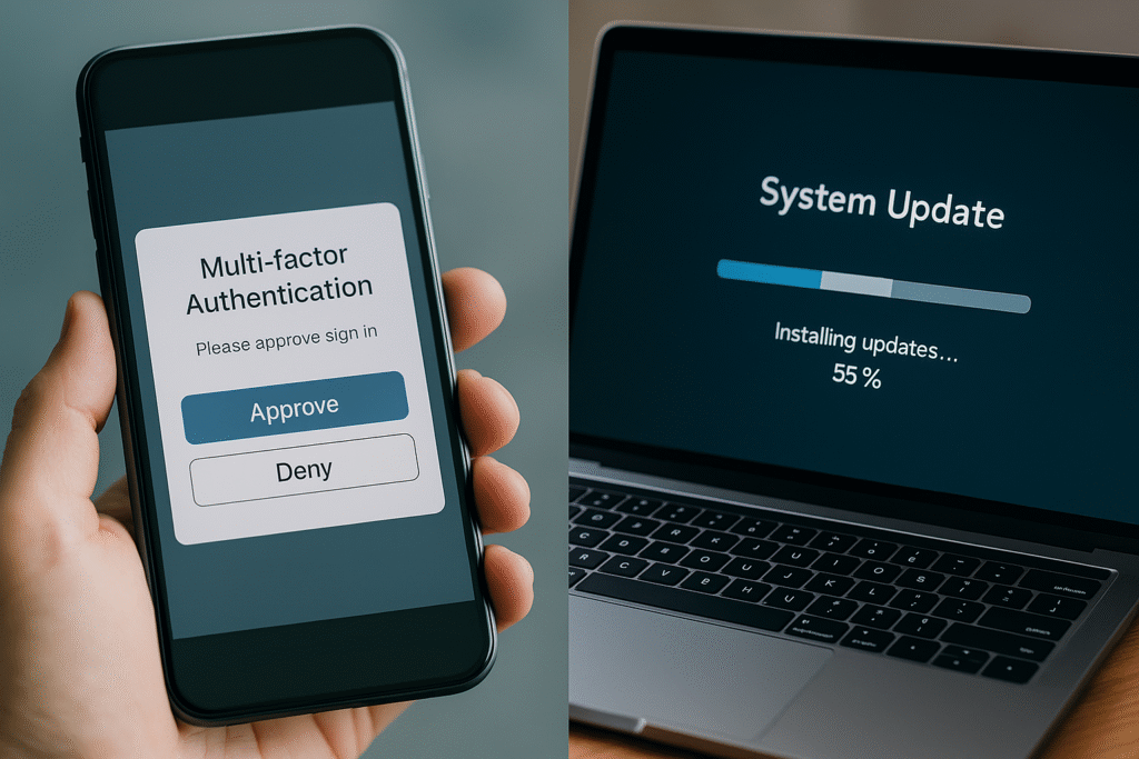 AI hacking recovery illustration of multifactor authentication and patching devices